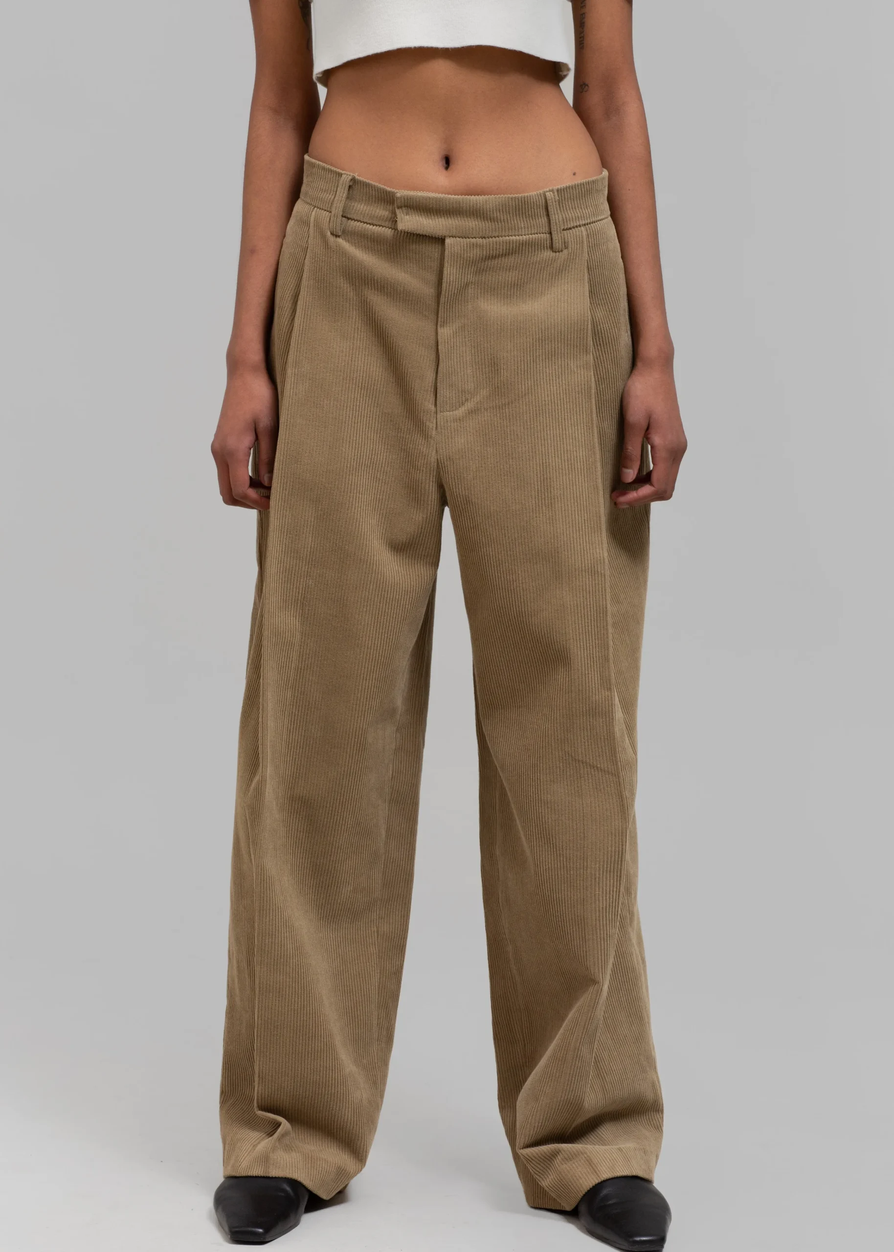 The Frankie Shop Estrid Corduroy Wide Pants Taupe Hot