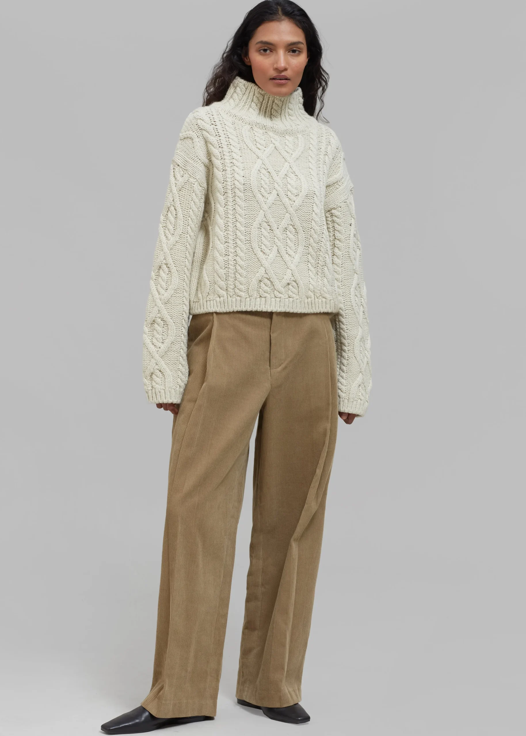 The Frankie Shop Estrid Corduroy Wide Pants Taupe Hot