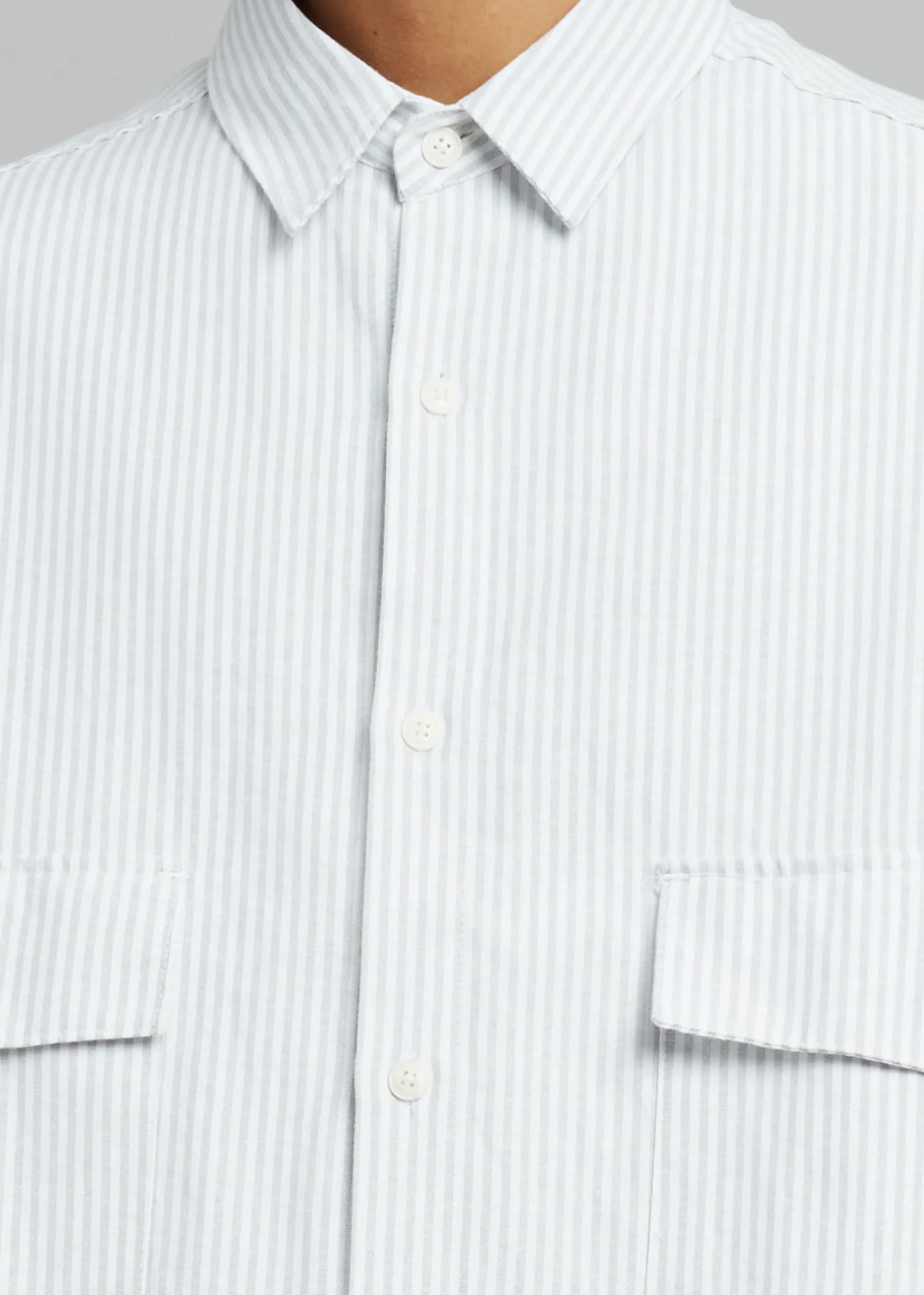 The Frankie Shop Ethan Pocket Shirt Slate Stripe Hot