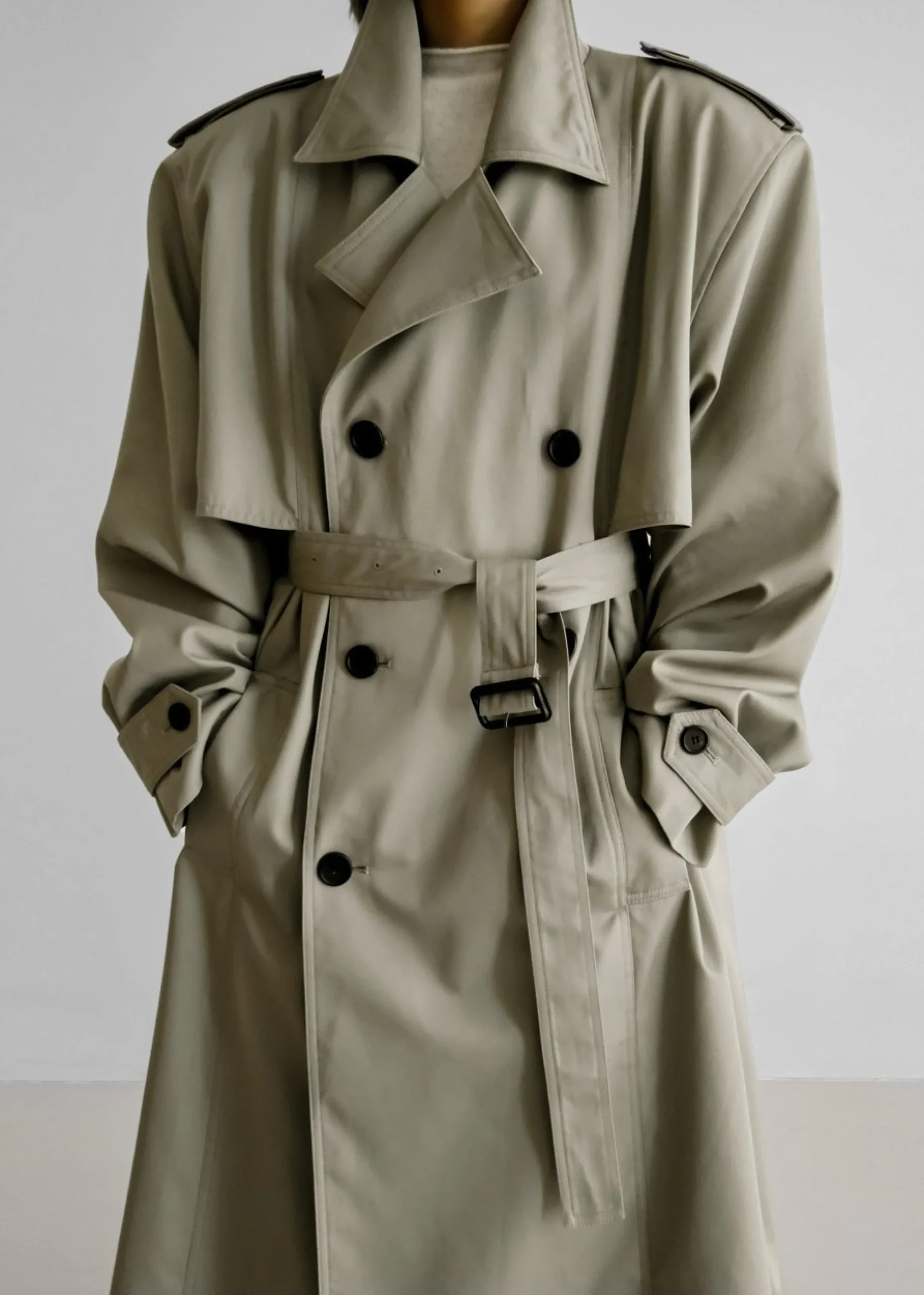 The Frankie Shop Eugene Trench Coat Pale Khaki Best