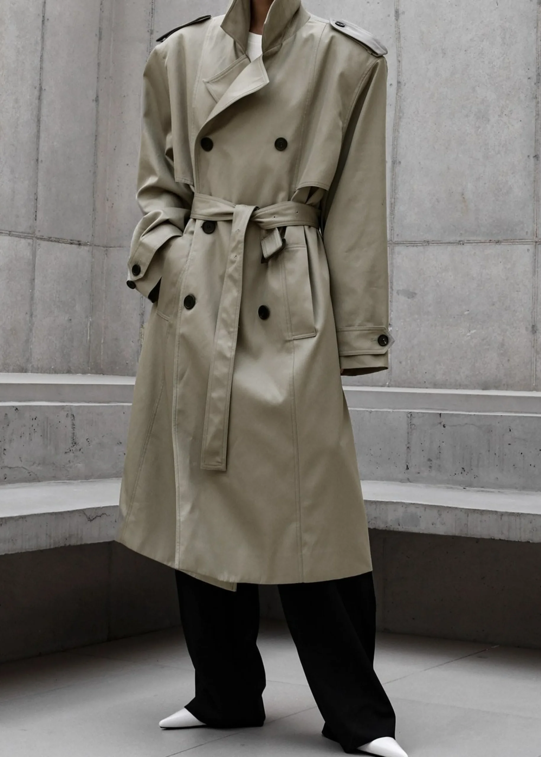 The Frankie Shop Eugene Trench Coat Pale Khaki Best