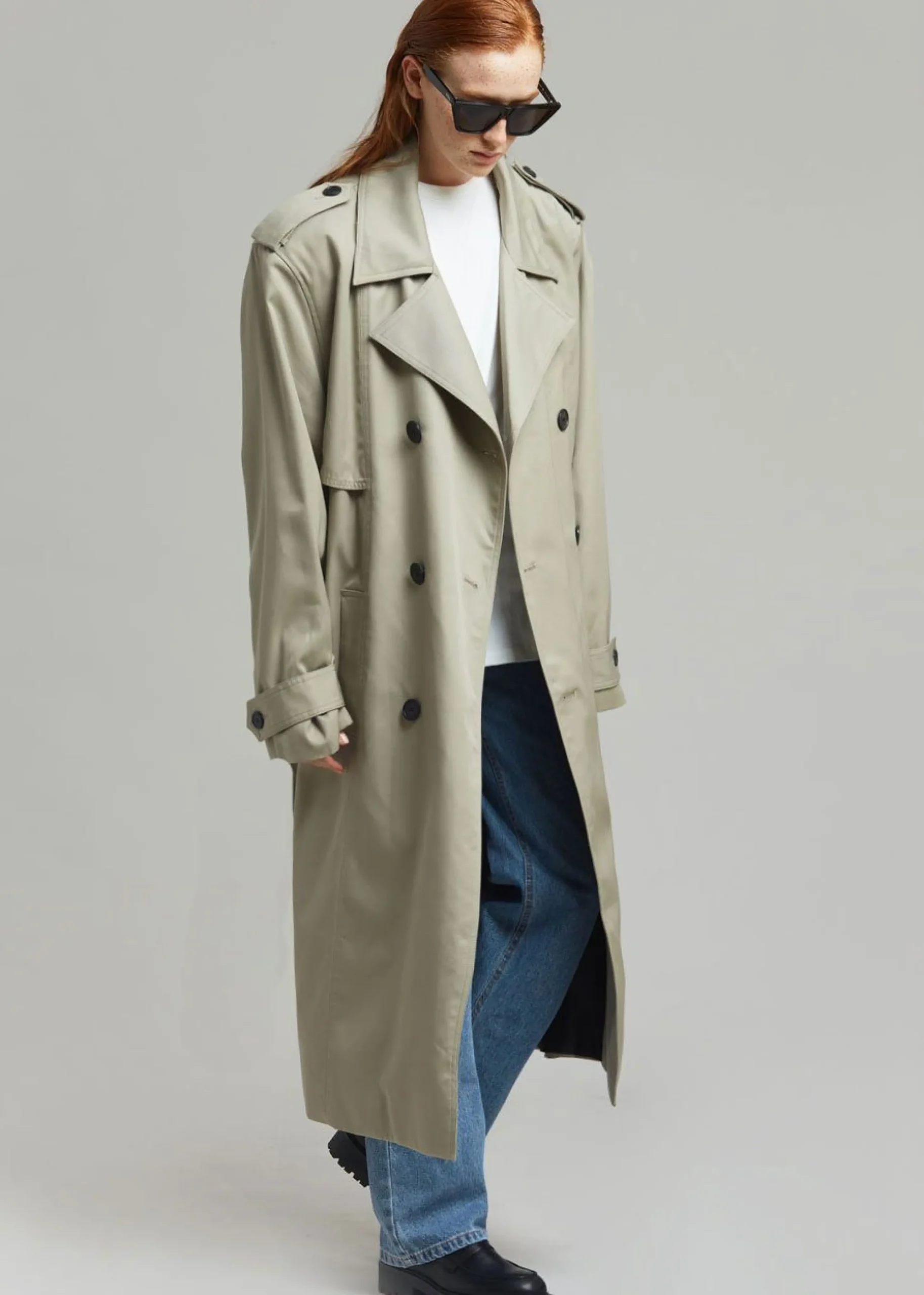 The Frankie Shop Eugene Trench Coat Pale Khaki Best