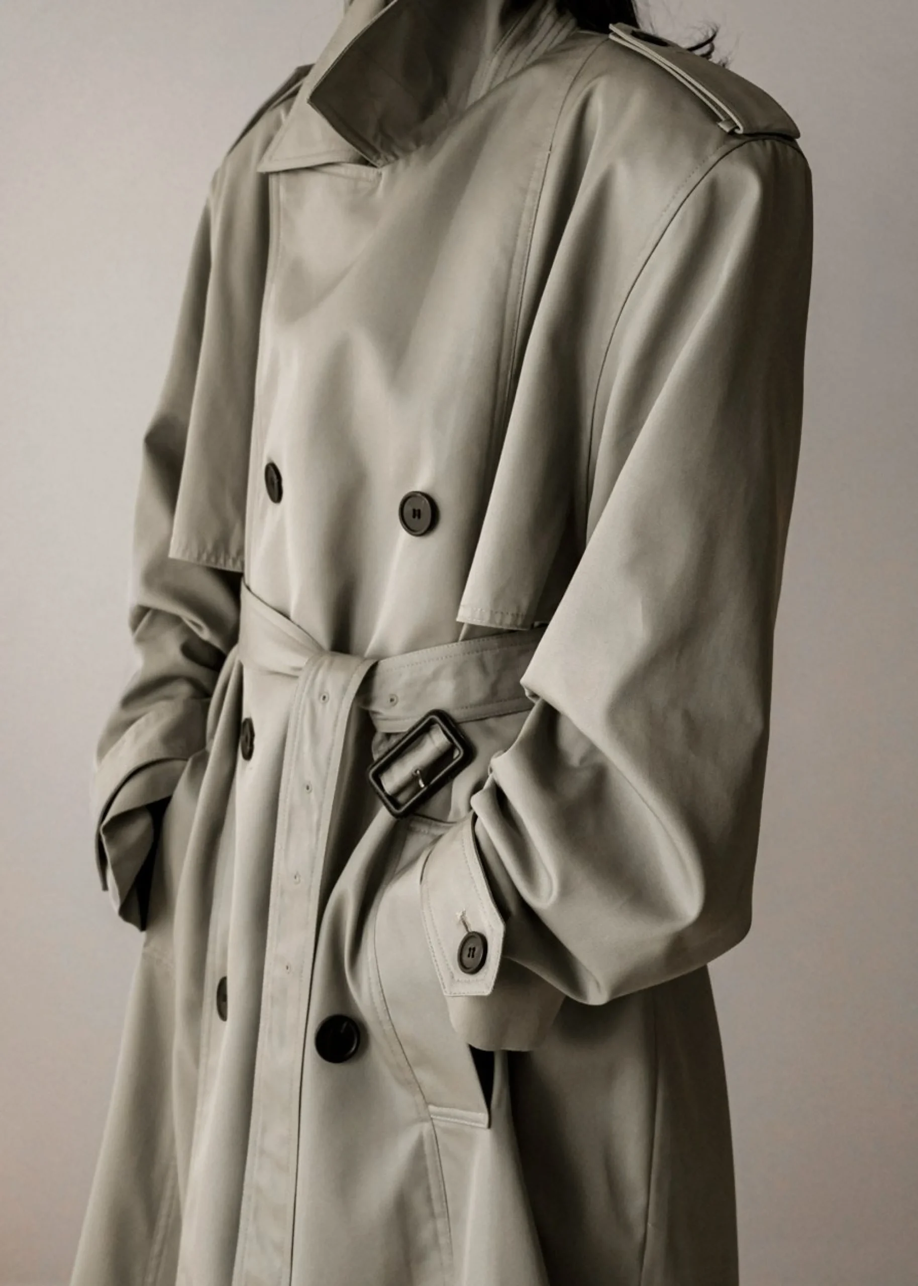 The Frankie Shop Eugene Trench Coat Pale Khaki Best