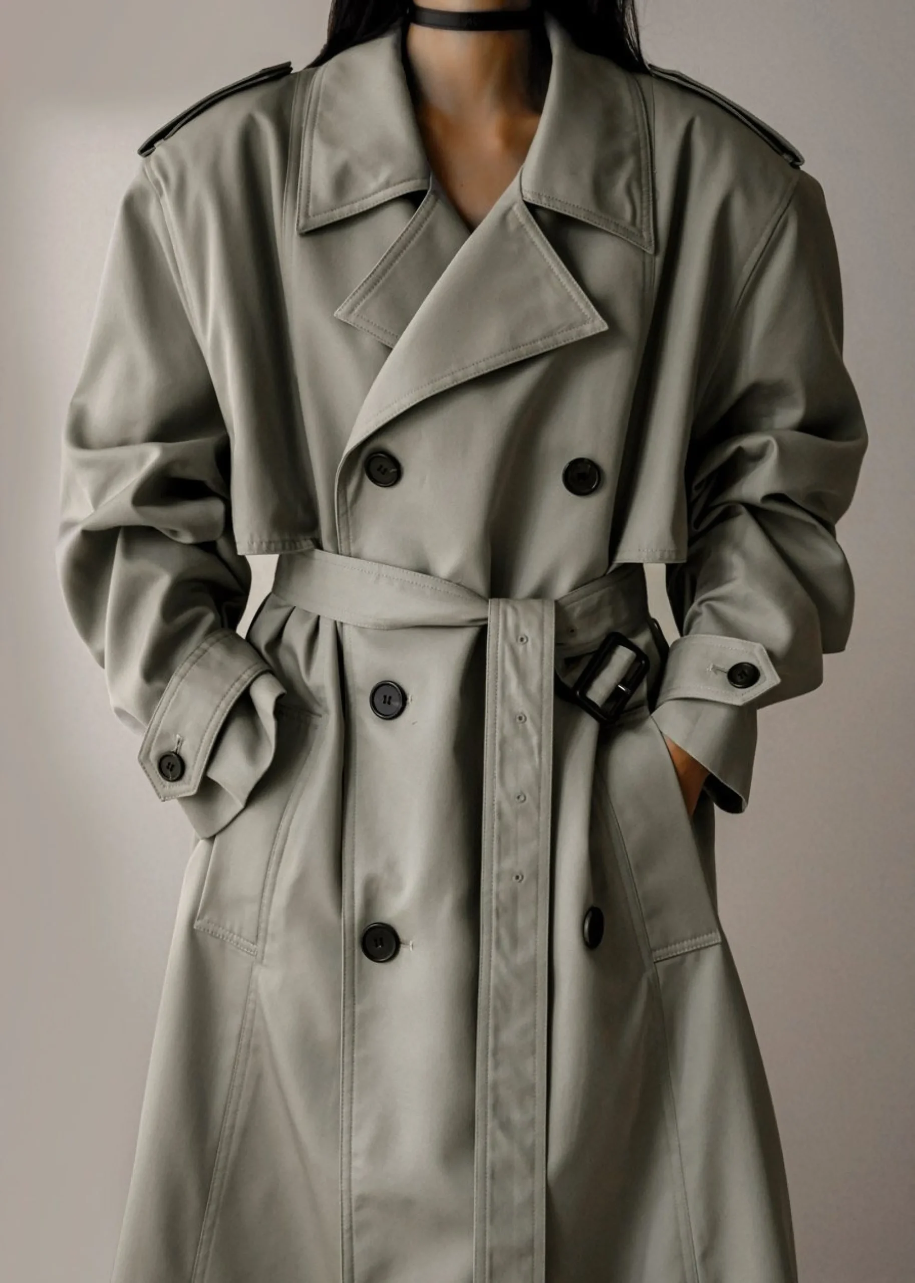 The Frankie Shop Eugene Trench Coat Pale Khaki Best
