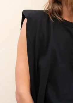 The Frankie Shop Eva Padded Shoulder Muscle T-Shirt Black Hot