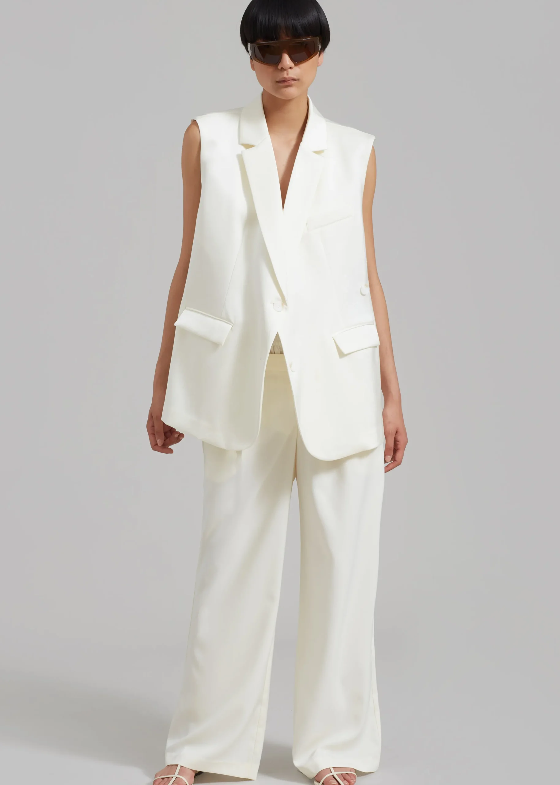 The Frankie Shop Everly Satin Vest Cream Online