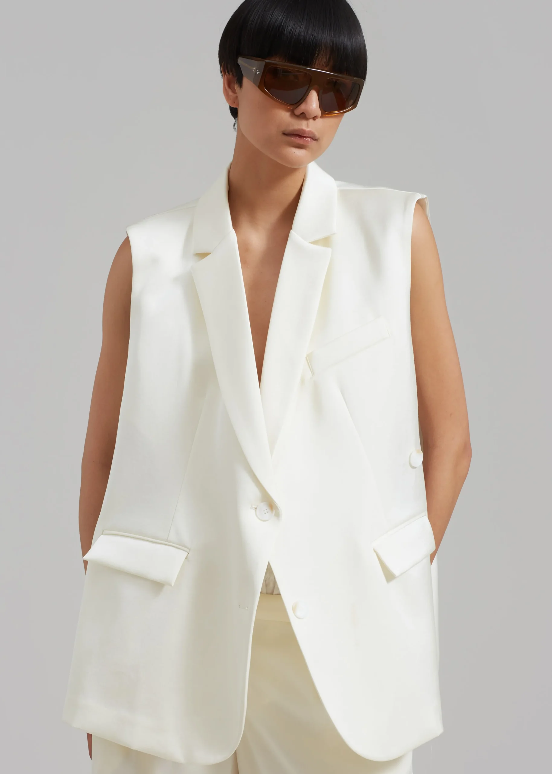 The Frankie Shop Everly Satin Vest Cream Online