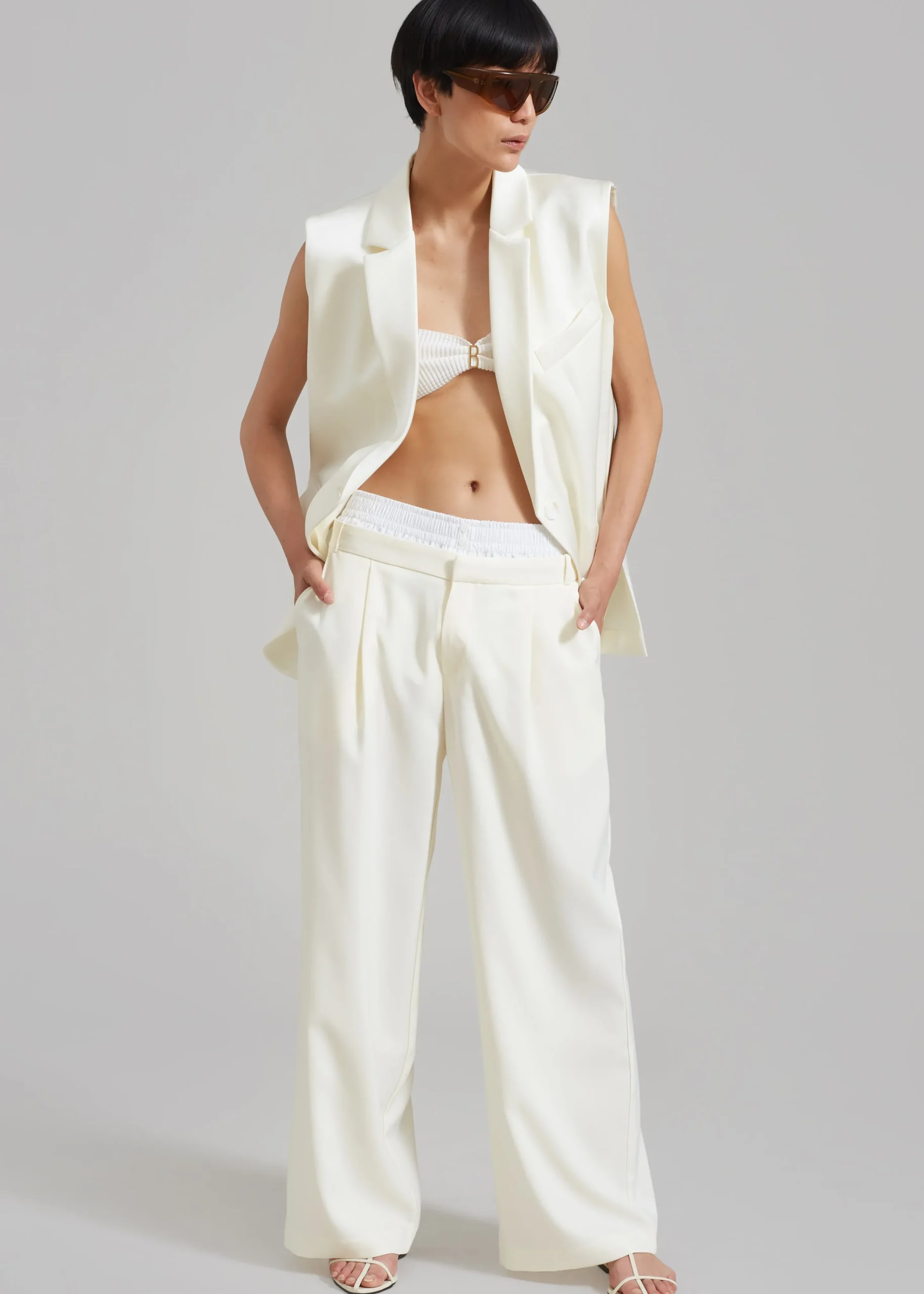 The Frankie Shop Everly Satin Vest Cream Online