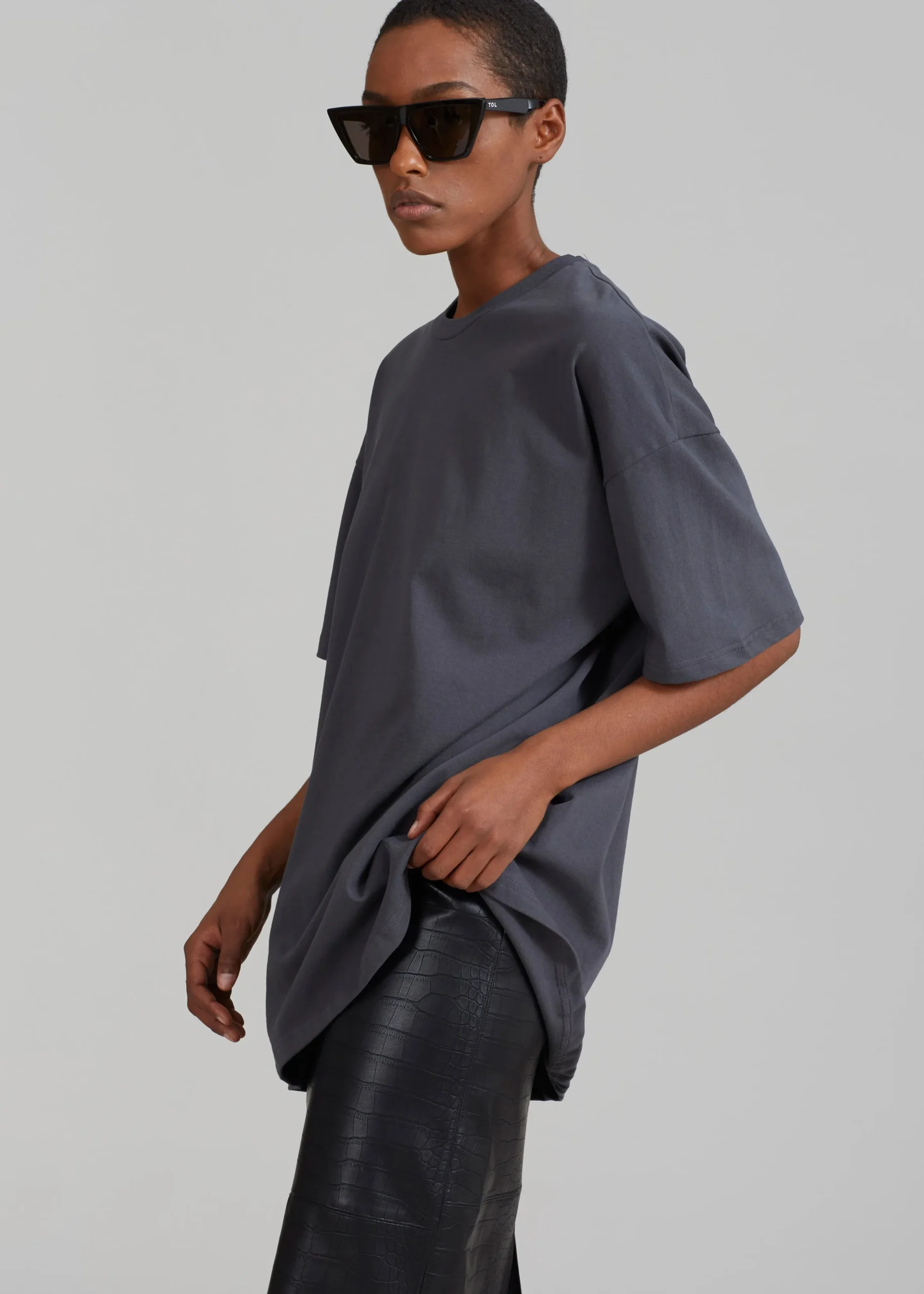 The Frankie Shop Faro Boxy Tee Charcoal Sale
