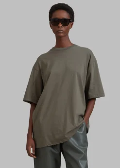The Frankie Shop Faro Boxy Tee Dark Olive Outlet