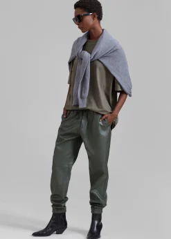 The Frankie Shop Faro Boxy Tee Dark Olive Outlet