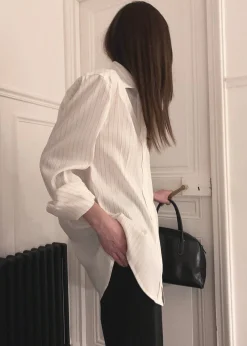 The Frankie Shop Flor Silky Shirt Pink Stripe Clearance