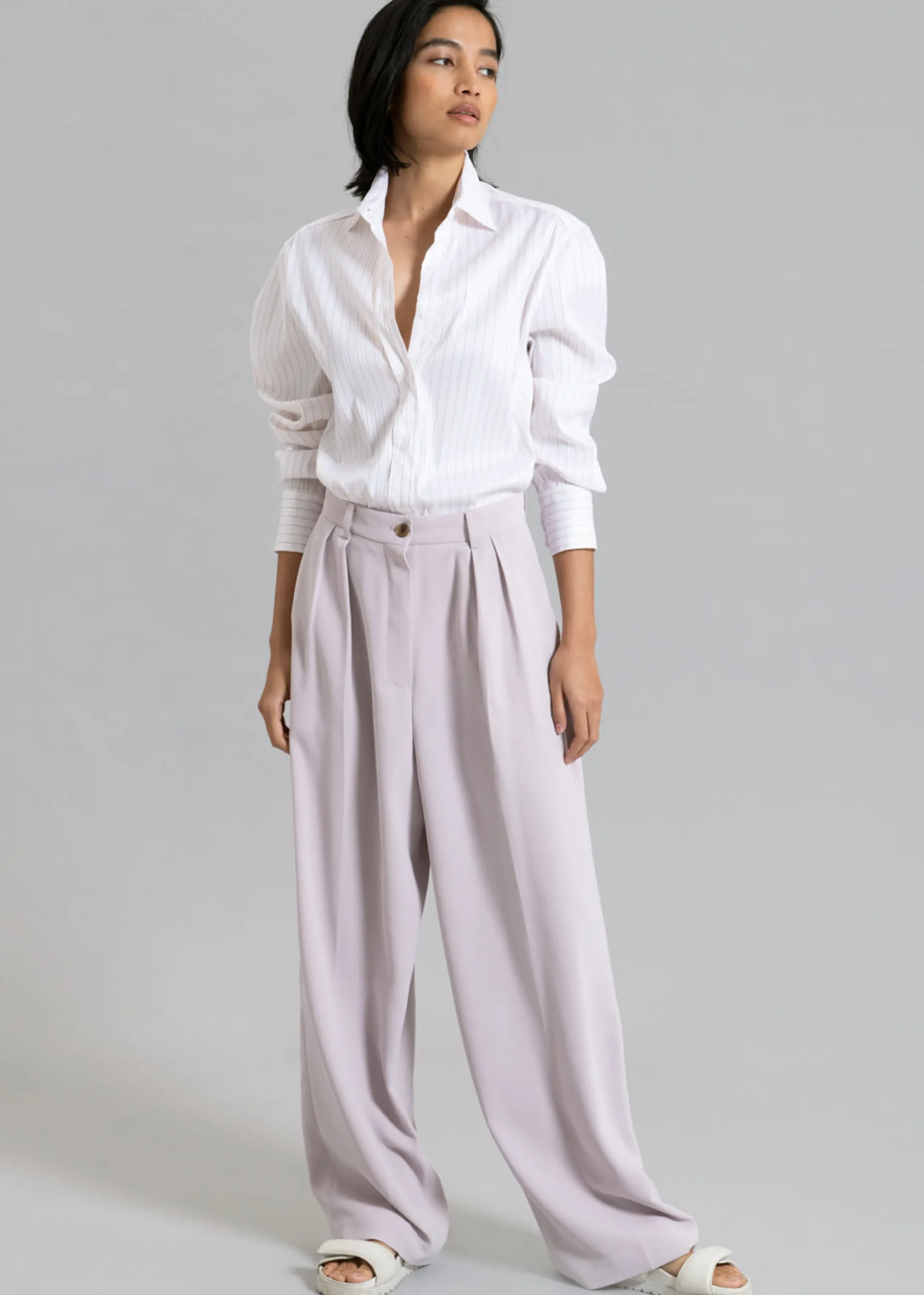 The Frankie Shop Flor Silky Shirt Pink Stripe Clearance