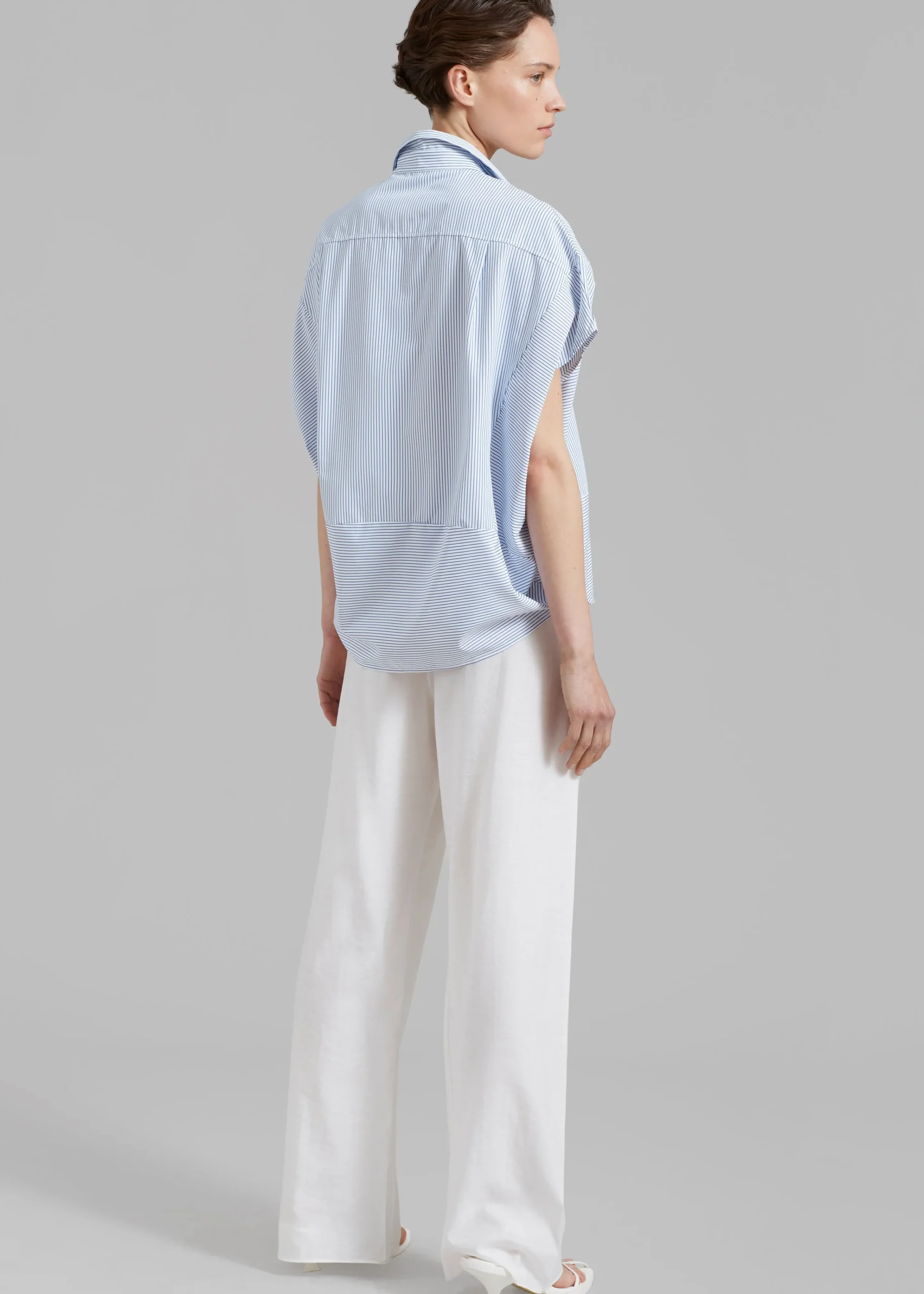 The Frankie Shop Flora Dolman Shirt Blue Stripe Hot
