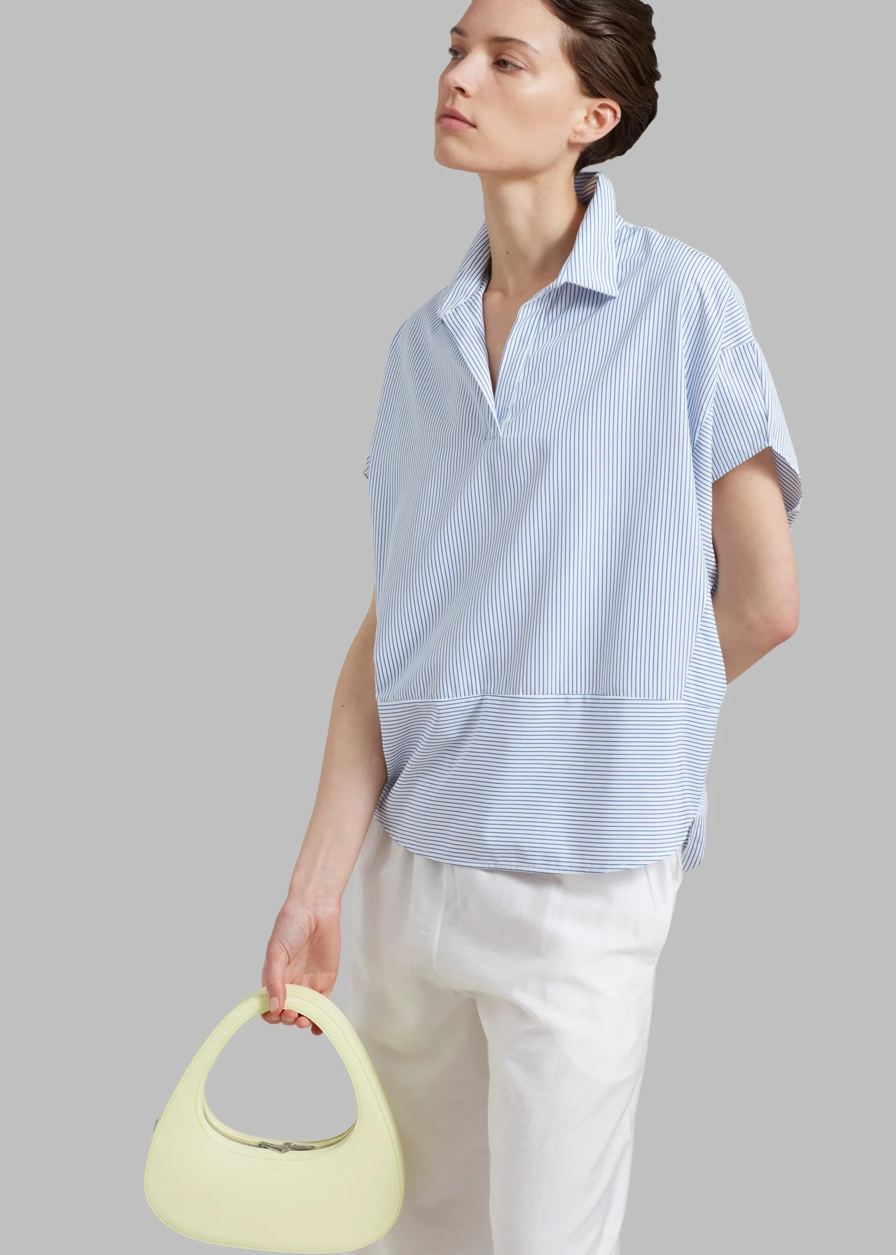 The Frankie Shop Flora Dolman Shirt Blue Stripe Hot