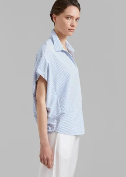 The Frankie Shop Flora Dolman Shirt Blue Stripe Hot