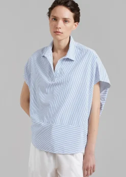 The Frankie Shop Flora Dolman Shirt Blue Stripe Hot