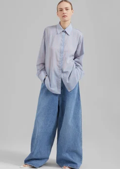 The Frankie Shop Florence Stripe Shirt Blue Combo Online