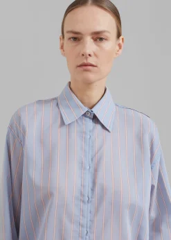 The Frankie Shop Florence Stripe Shirt Blue Combo Online