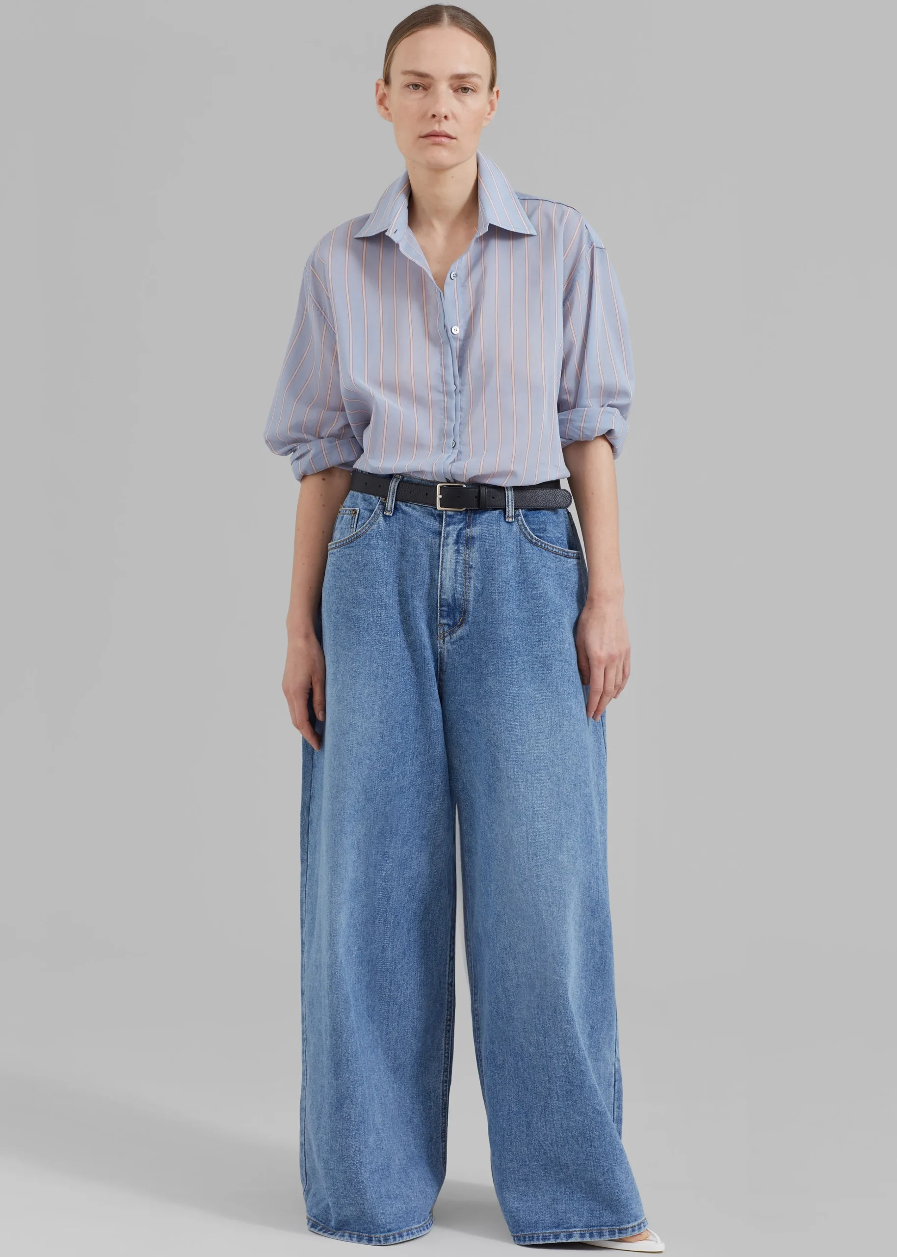 The Frankie Shop Florence Stripe Shirt Blue Combo Online