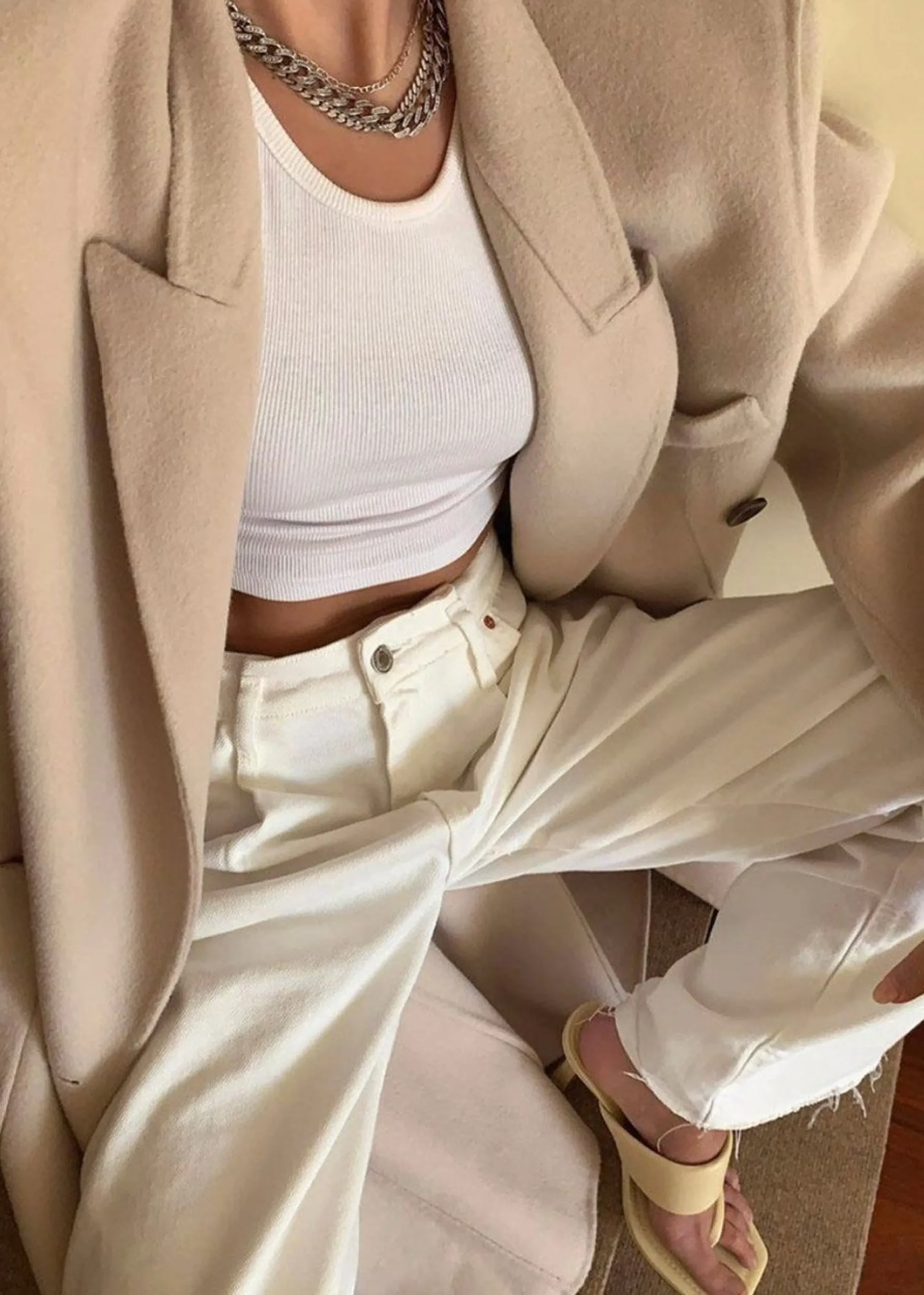 The Frankie Shop Flynn Overcoat Cream Hot