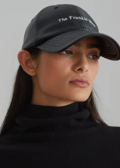 The Frankie Shop Frankie Faux Leather Baseball Cap Black New