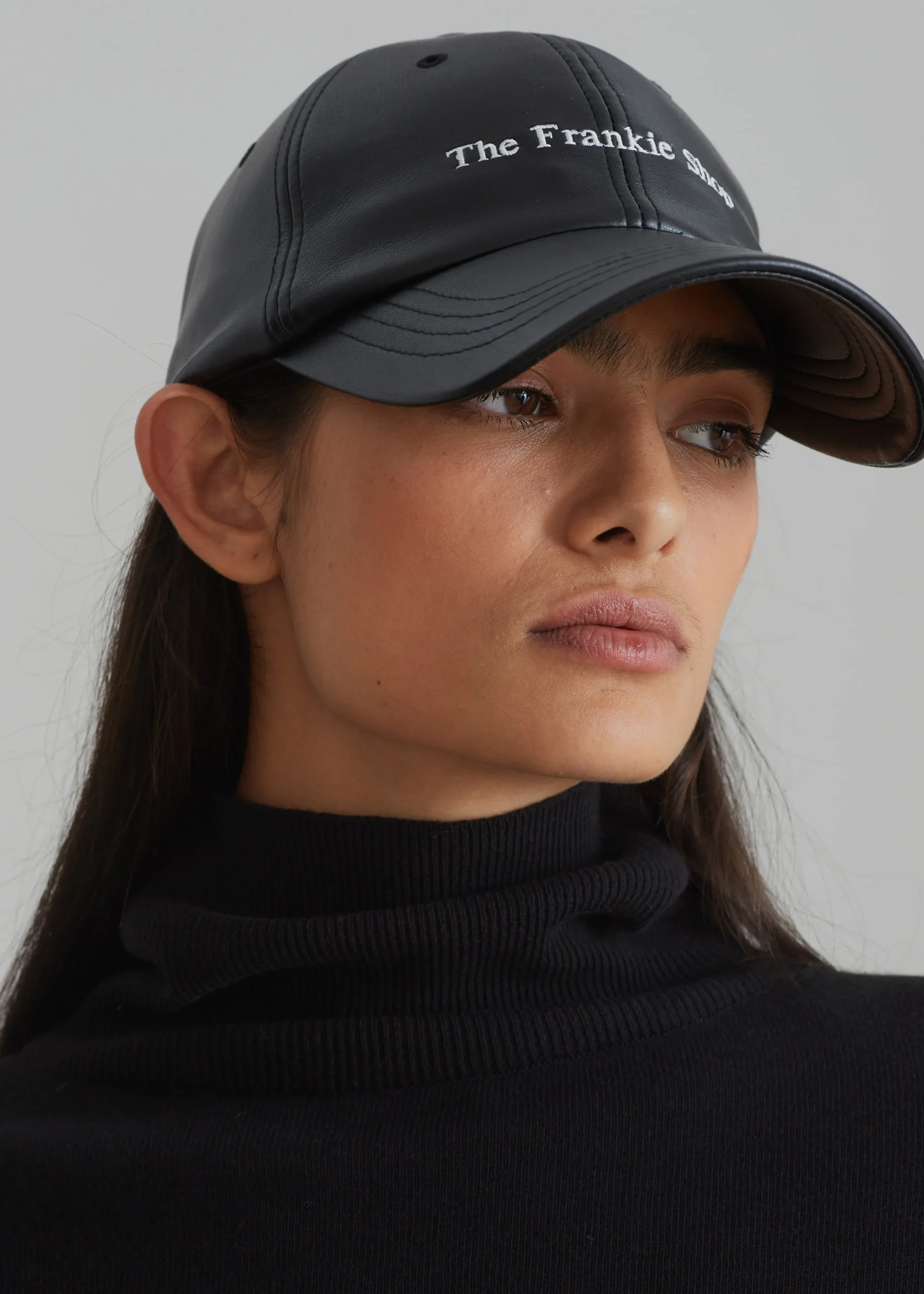The Frankie Shop Frankie Faux Leather Baseball Cap Black New