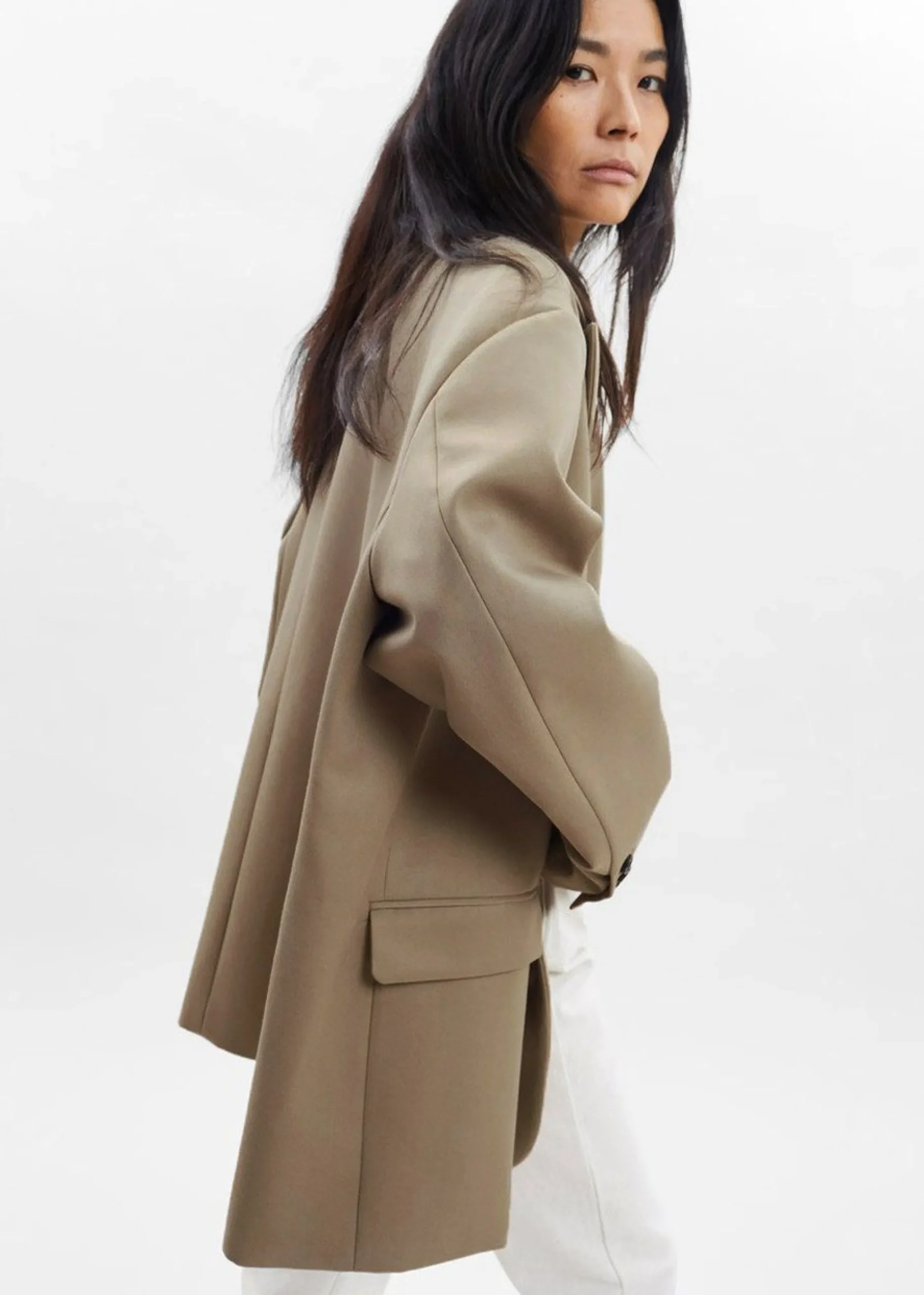 The Frankie Shop Frankie Oversized Boyfriend Blazer Desert Taupe