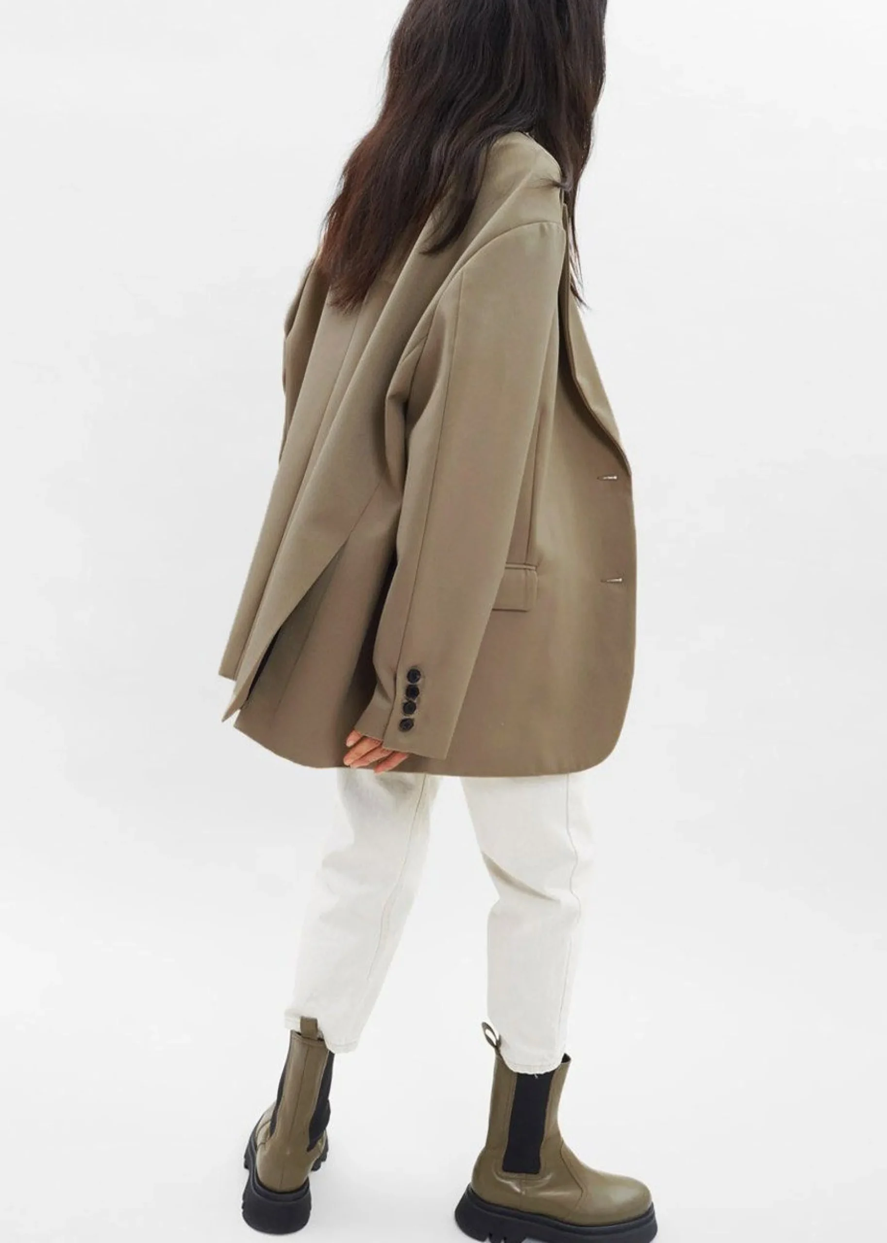 The Frankie Shop Frankie Oversized Boyfriend Blazer Desert Taupe