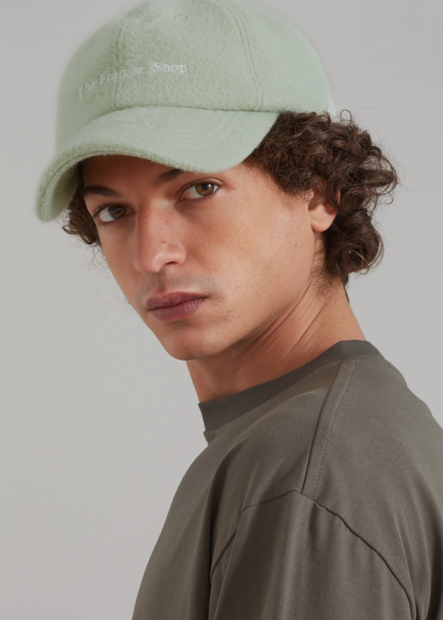 The Frankie Shop Frankie Wool Baseball Cap Sage