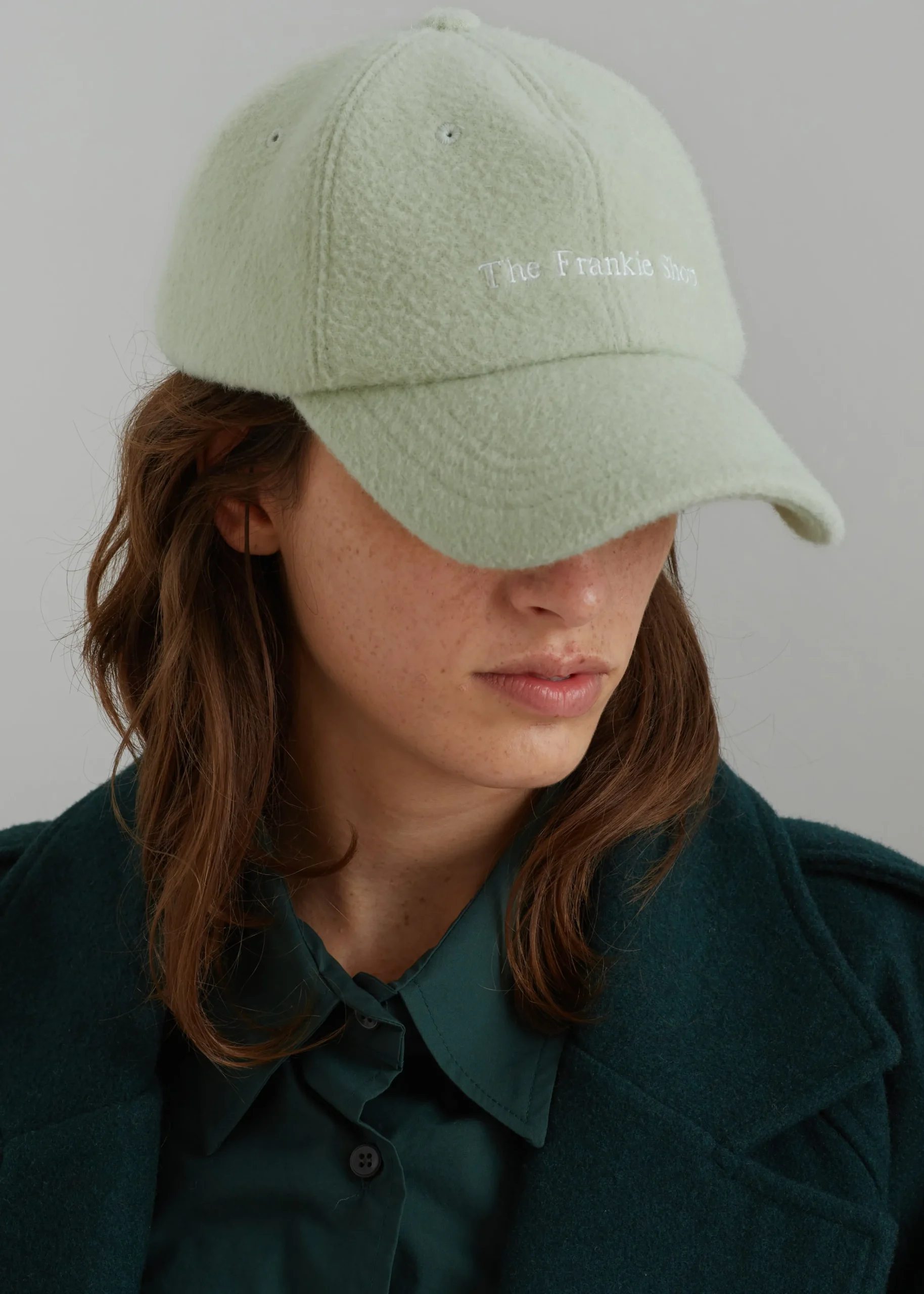 The Frankie Shop Frankie Wool Baseball Cap Sage