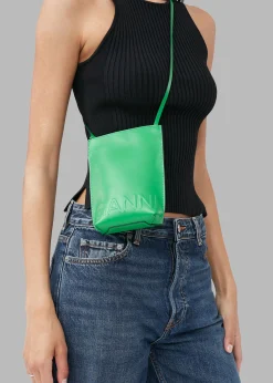 The Frankie Shop Ganni Small Banner Crossbody Bag Kelly Green