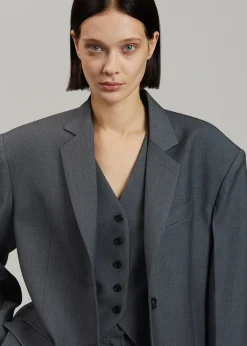 The Frankie Shop Gelso Oversized Blazer Dark Grey Melange Sale