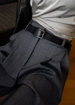 The Frankie Shop Gelso Pleated Trousers Dark Grey Melange Discount