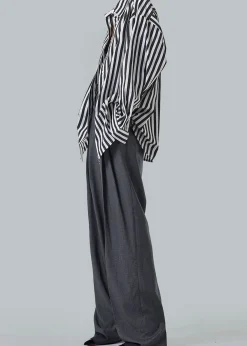 The Frankie Shop Gelso Pleated Trousers Dark Grey Melange Discount