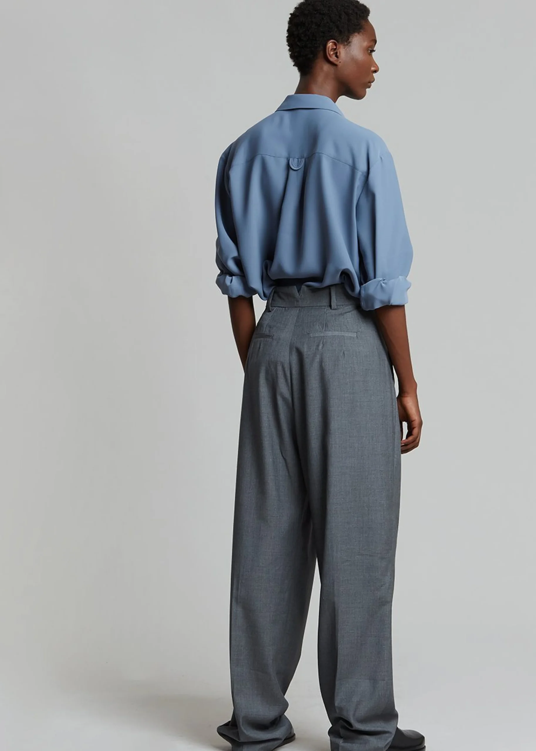 The Frankie Shop Gelso Pleated Trousers Dark Grey Melange Discount