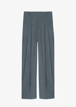 The Frankie Shop Gelso Pleated Trousers Dark Grey Melange Discount