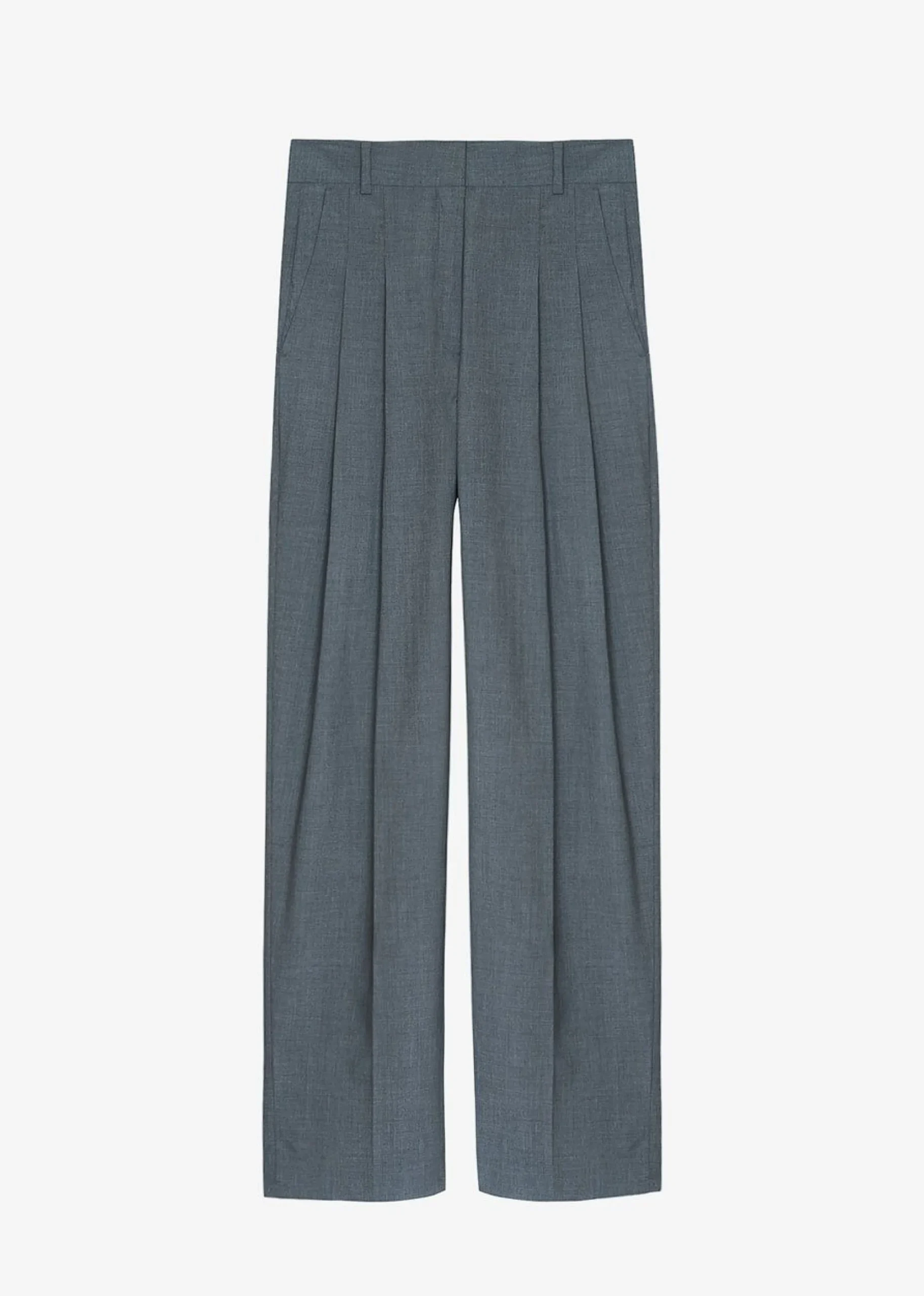 The Frankie Shop Gelso Pleated Trousers Dark Grey Melange Discount
