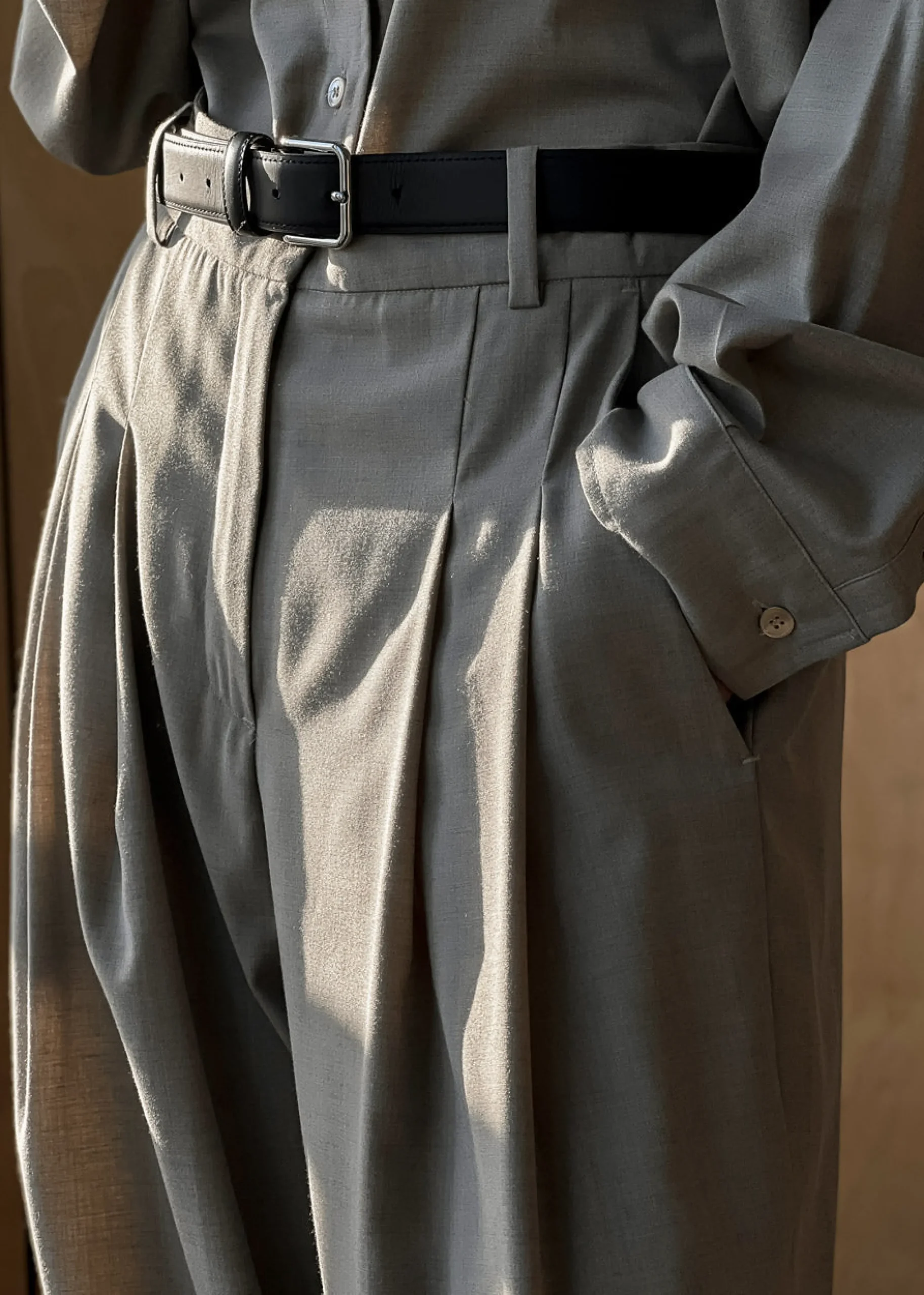 The Frankie Shop Gelso Pleated Trousers Light Taupe Melange Best