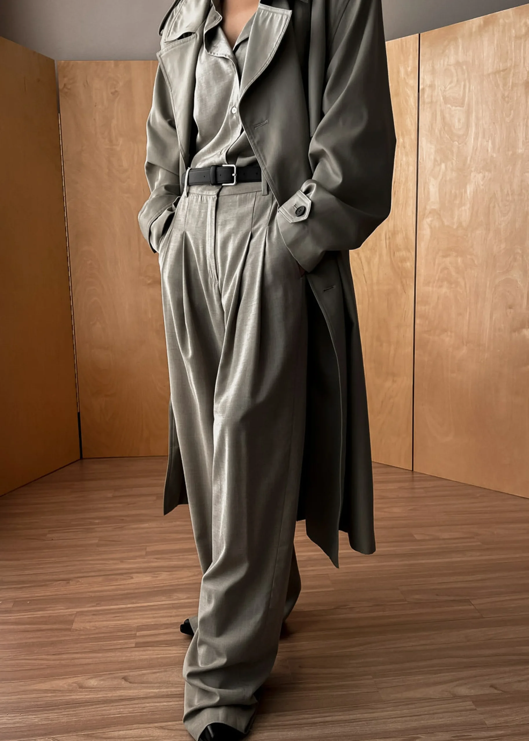 The Frankie Shop Gelso Pleated Trousers Light Taupe Melange Best