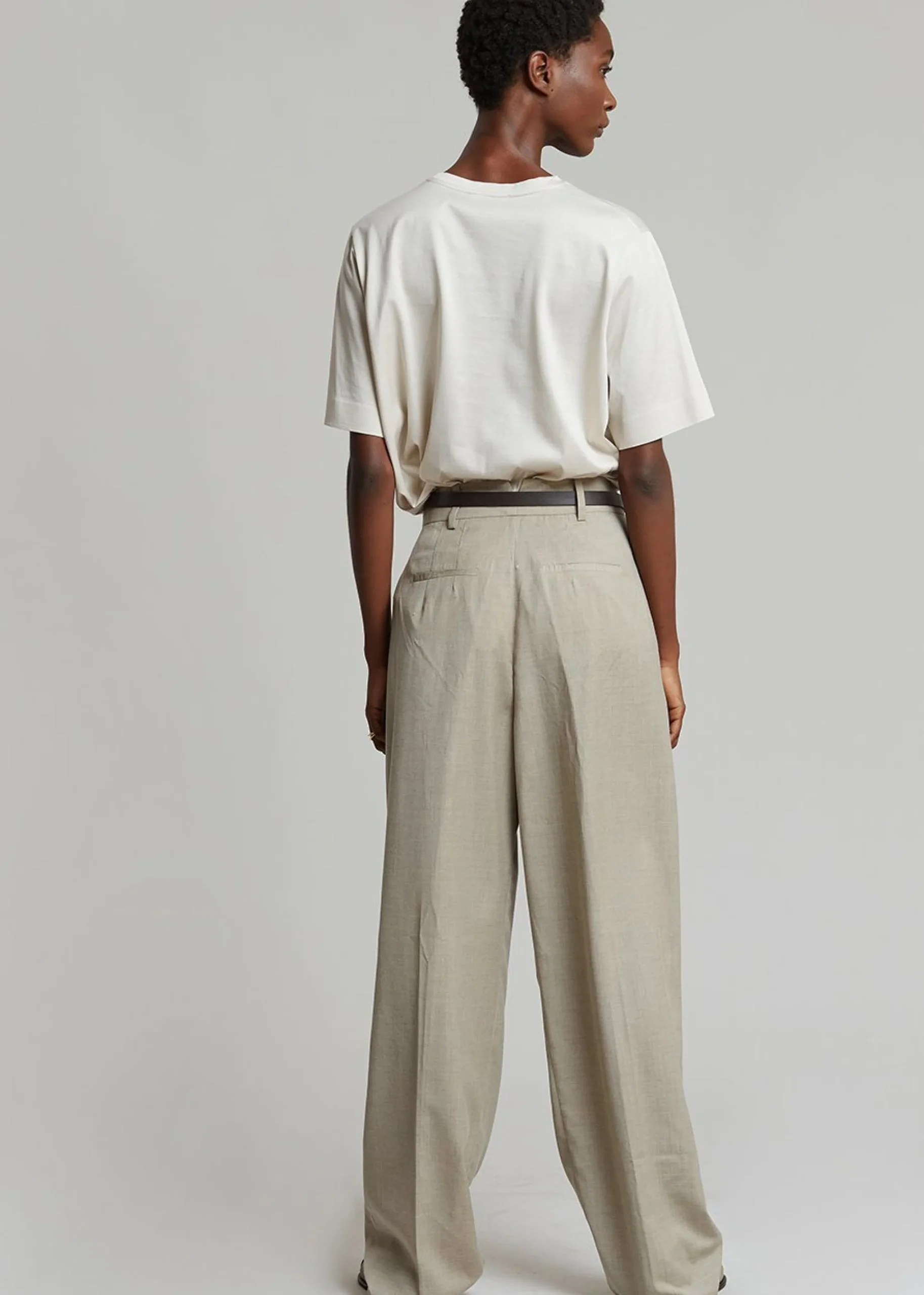 The Frankie Shop Gelso Pleated Trousers Light Taupe Melange Best