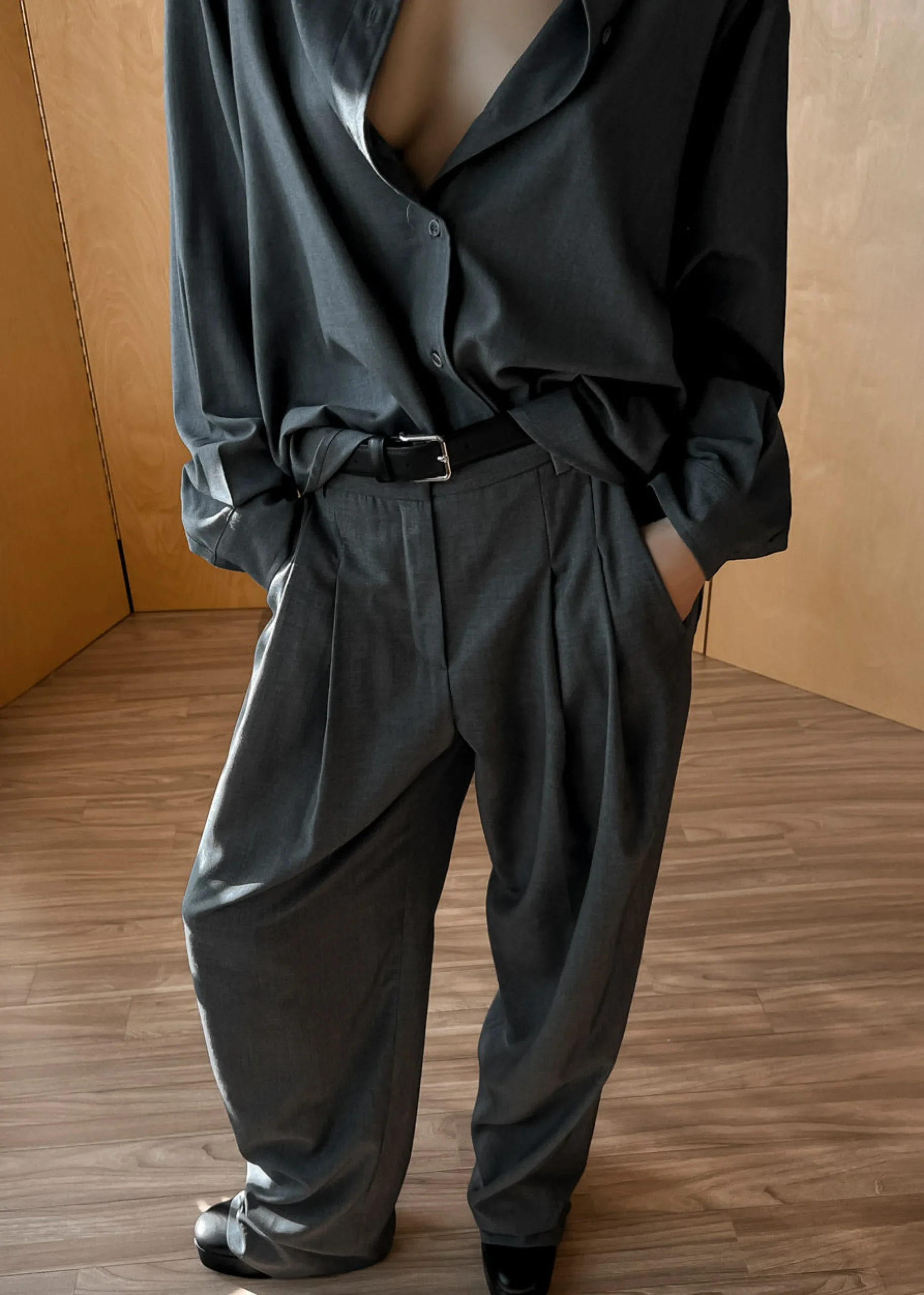 The Frankie Shop Gelso Shirt Dark Grey Melange Online