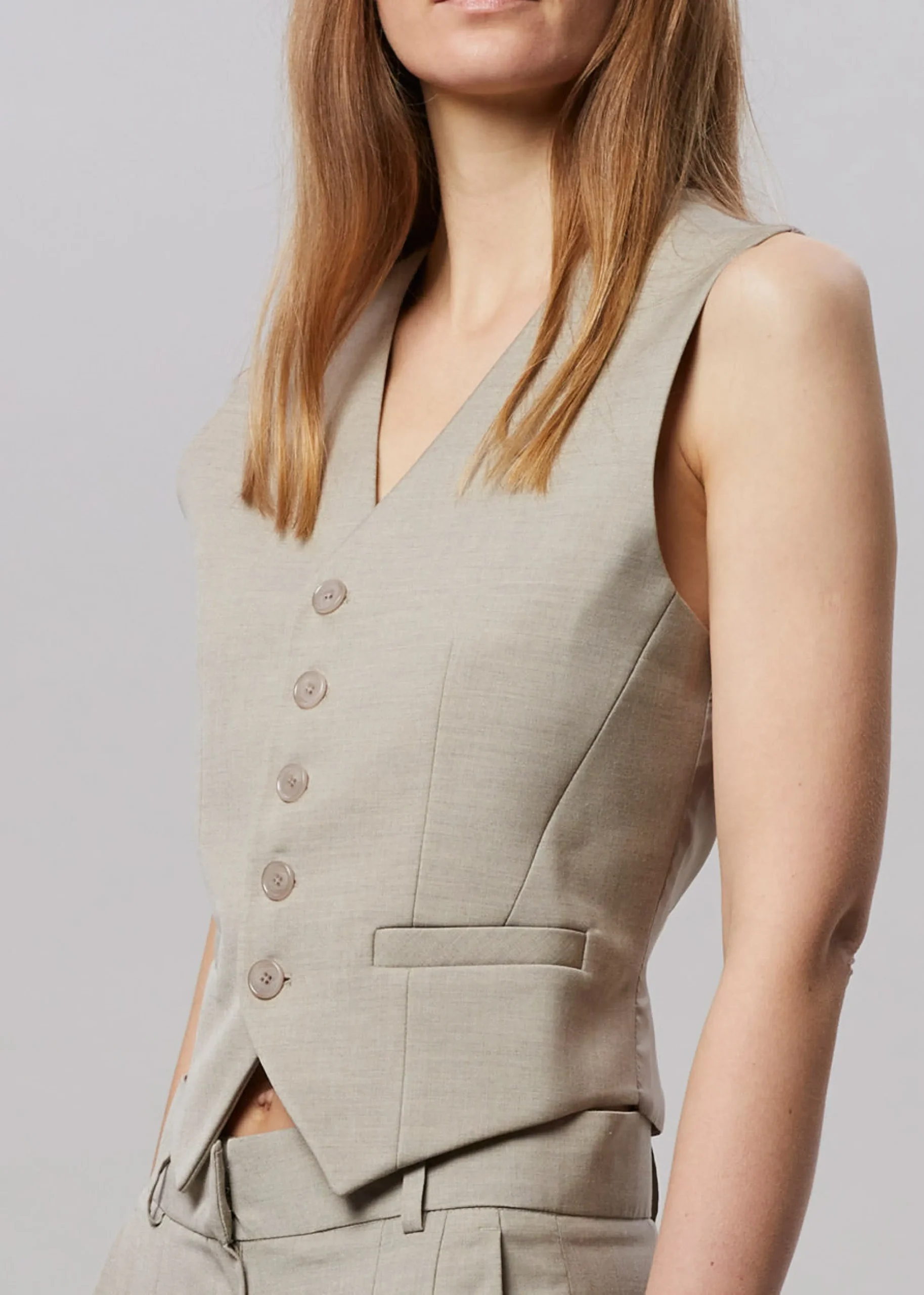 The Frankie Shop Gelso Waistcoat Light Taupe Melange
