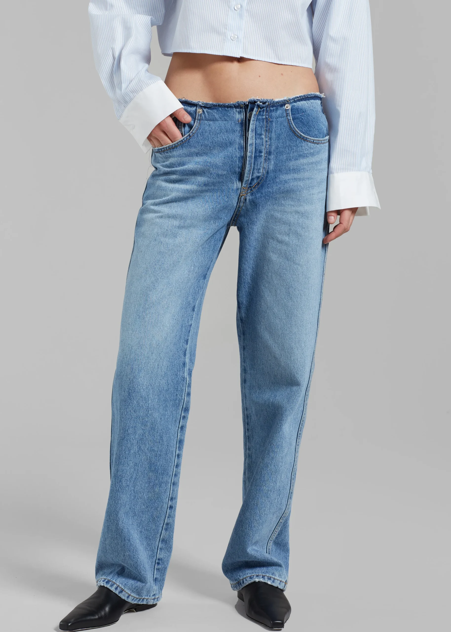 The Frankie Shop Genesis Raw Waist Jeans Worn Wash Clearance