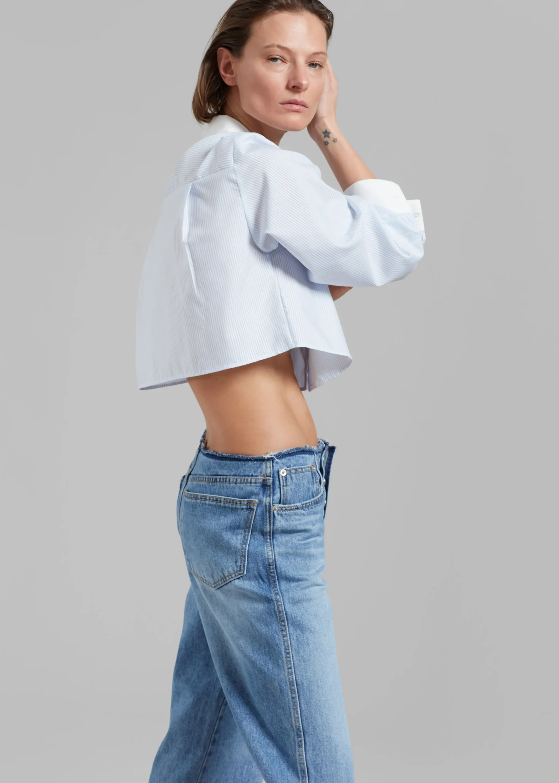 The Frankie Shop Genesis Raw Waist Jeans Worn Wash Clearance