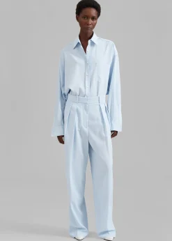 The Frankie Shop Georgia Fluid Shirt Blue Pinstripe Discount