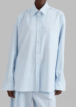 The Frankie Shop Georgia Fluid Shirt Blue Pinstripe Discount