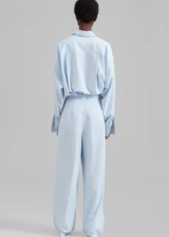 The Frankie Shop Georgia Fluid Shirt Blue Pinstripe Discount