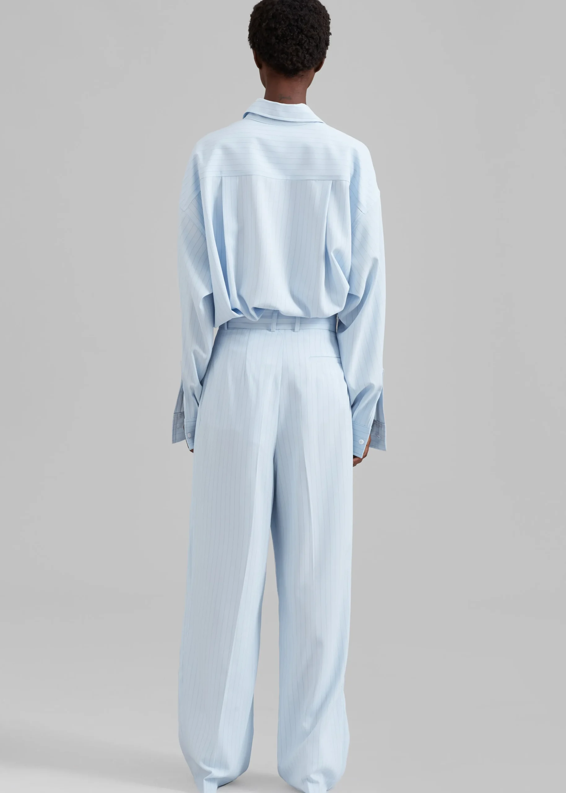 The Frankie Shop Georgia Fluid Shirt Blue Pinstripe Discount