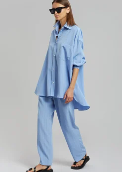 The Frankie Shop Georgia Fluid Stripe Shirt Powder Blue Outlet